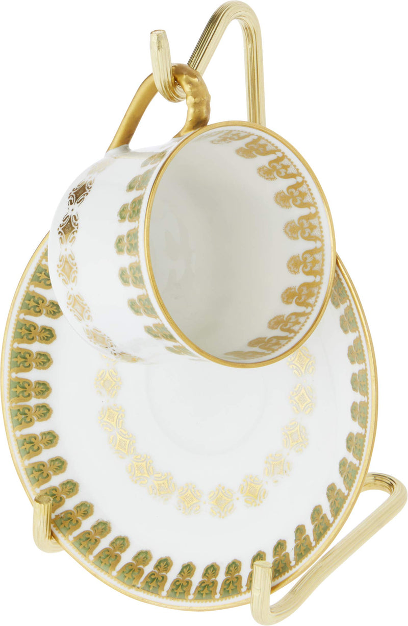 NewNest Australia - Bard's Demitasse Gold-Toned Cup & Saucer Stand, 5.5" H x 2.75" W x 3.25" D 