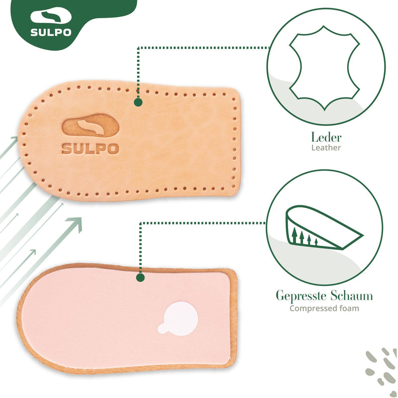 SULPO heel raising insoles - heel wedge for shoe elevation - high sole, boost sole - leather heel cushion - making insoles bigger - heel spur insoles - orthopedic wedge 5 mm L - 41-43 - NewNest Australia