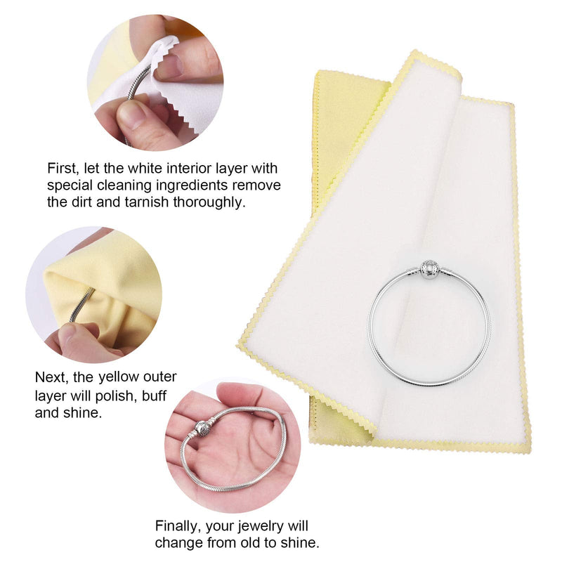SEVENWELL 2pcs Jewelry Polishing Cleaning Cloth Large 10 x 12in for Sterling Silver Jewelry Gold, Diamond, Platinum, Coins (Yellow) yellow - NewNest Australia