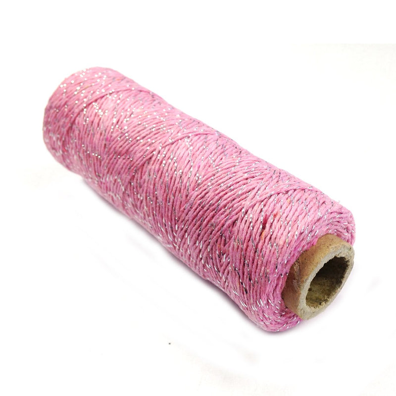 Wrapables Cotton Baker's Twine 4ply 110 Yard, Pink and Metallic Silver - NewNest Australia