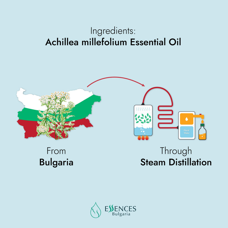 Essences Bulgaria Organic Yarrow Oil 5 Ml | Achillea Millefolium | 100% Natural | Undiluted | Organic Certified | Top Quality From Family Business | No Gmo | Vegan - NewNest Australia