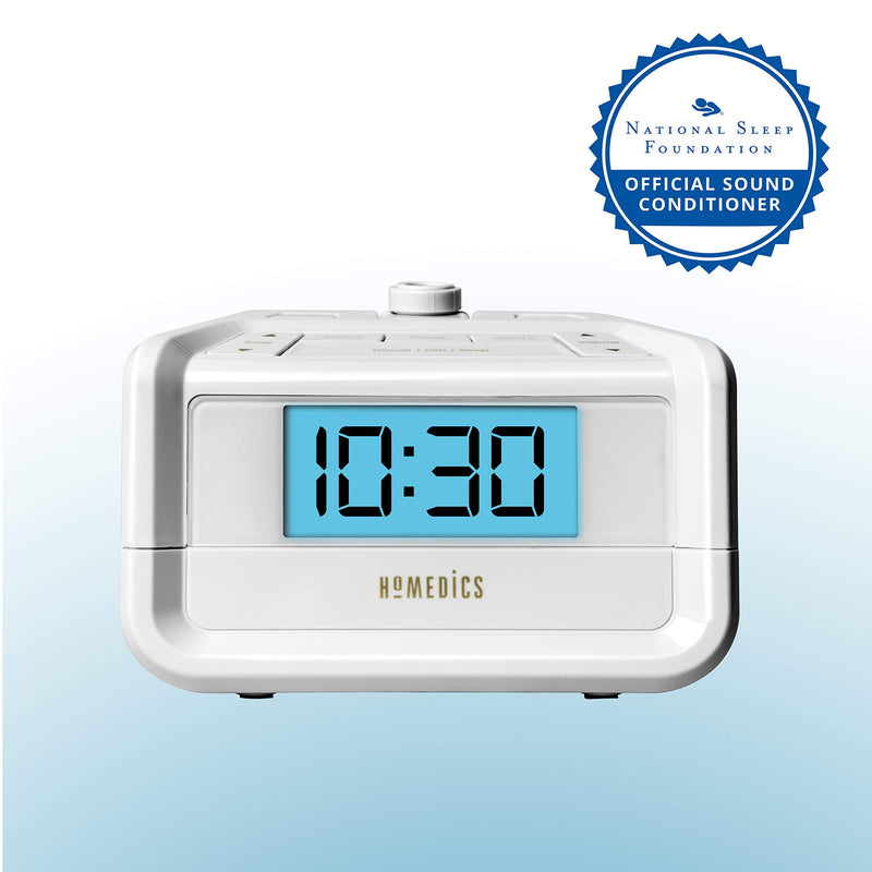 NewNest Australia - Dual Alarm Digital FM Clock Radio | Time Projection , 8 Relaxing Nature Sounds , LED Display , Multi-Alarm | Snooze , Sleep Timer , Nightlight , Ceiling Clock | SoundSpa HoMedics 