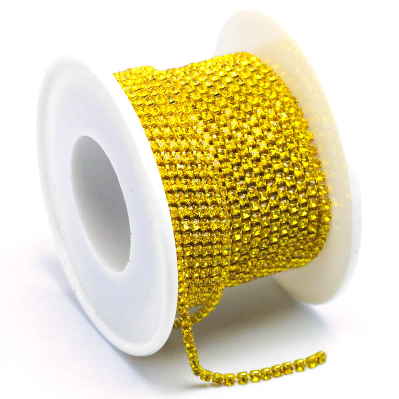 Towenm 1 Roll 10 Yards Rhinestone Chain, 2mm Crystal Rhinestones Close Chain Roll, Sew on Crystal Rhinstone Chain Trim, Crystal Claw Cup Chain (Citrine / Lemon Yellow, SS6 / 2mm) Citrine / Lemon Yellow - NewNest Australia