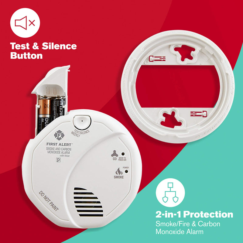 First Alert SCO7CN Combination Smoke and Carbon Monoxide Detector with Voice and Location, Battery Operated Battery Powered with Voice Location 1 Pack - NewNest Australia