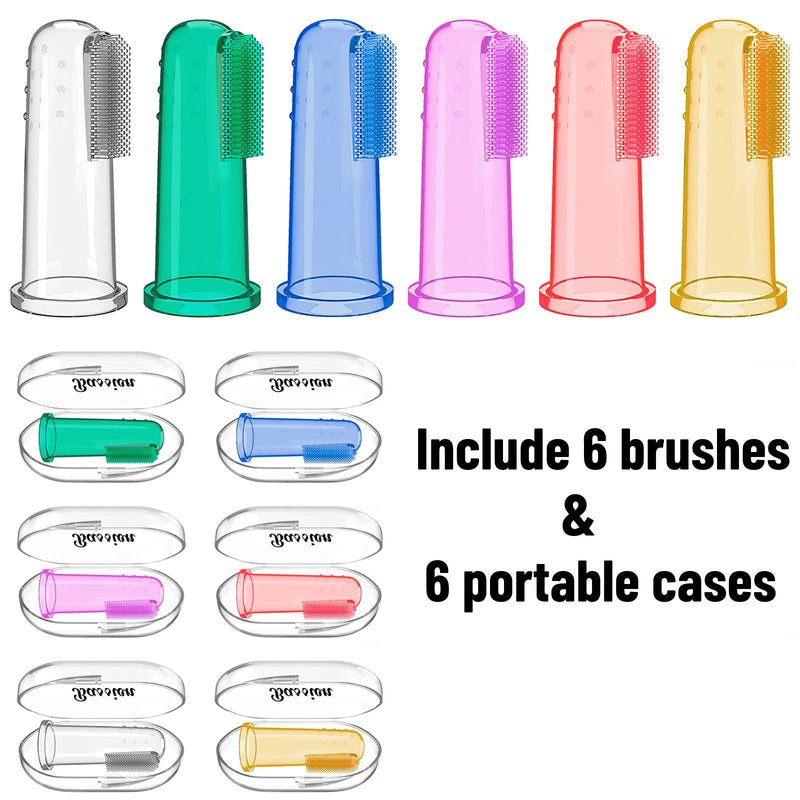 Baby Toothbrush Set, 6 Pcs Soft Infant Finger Toothbrush with 6 Boxes, Newborns Toddler Silicone Baby Tooth Brush 0-6 Months 6-12 Months - NewNest Australia