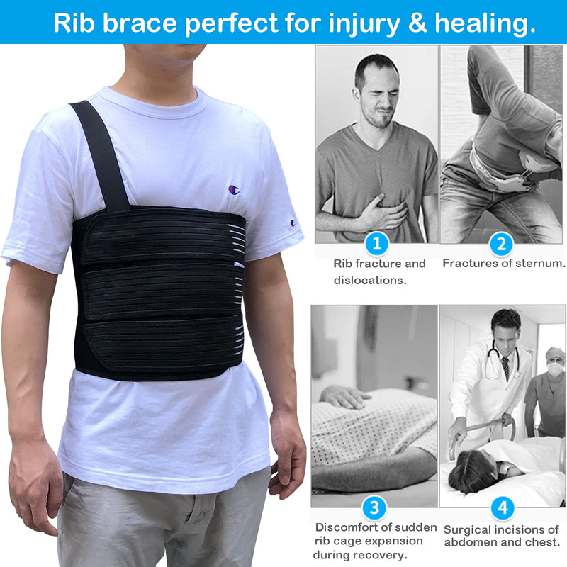 Rib Belt Chest Binder for Broken Injury Ribs, Elastic Rib Brace Compression Support to Reduce Rib Cage Pain, Breathable Chest Protector Wrap for Cracked, Fractured, Dislocated and Post-Surgery Ribs (S (25" to 33")) S (25" to 33") - NewNest Australia