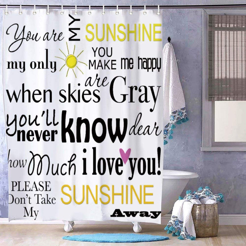 Mesllings Shower Curtains - Quote Words - You are My Sunshine I Love You Polyester Fabric Bathroom Decor Set with Hooks - 48" X 72" 48x72 inch - NewNest Australia