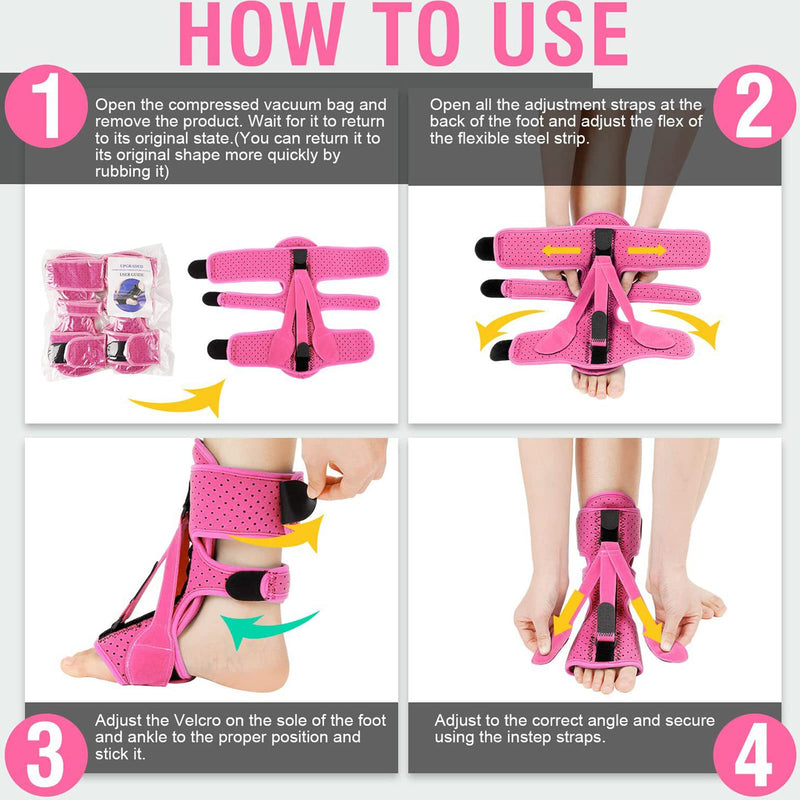 DERJLY Plantar Fasciitis Night Splint, 2022 Upgraded 3 Adjustable Straps, Plantar Fasciitis Relief Splint, Night Splints, Plantar Fasciitis Brace with Soft Memory Foam Pad (Pink) Pink - NewNest Australia