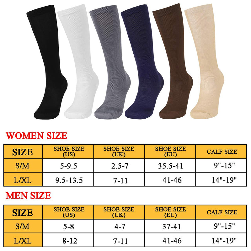 Faletony Compression Socks 20-30mmHg for Men & Women - Best Stockings for Running, Nurses, Athletic, Pregnancy, Flight Travel Skin Color L-XL - NewNest Australia
