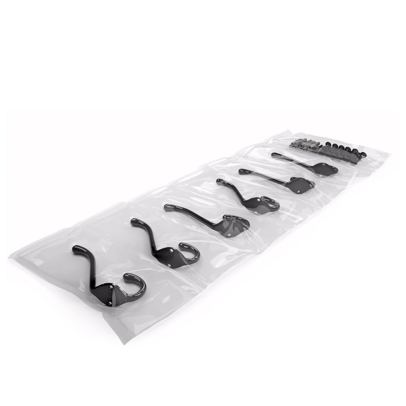 NewNest Australia - brightmaison 6 Pack Heavy Duty Dual 3.5inch Coat Hooks Wall Mounted with 24 Screws Retro Double Hooks Utility Black Hooks for Coat, Scarf, Bag, Towel, Key, Cap, Cup, Hat (Black) 