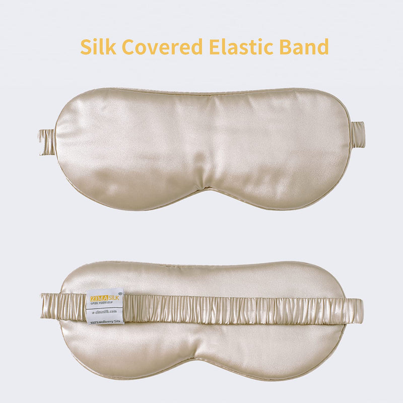 ZIMASILK 100% 22 Momme Pure Mulberry Silk Sleep Mask,Filled with 100% Mulberry Silk，Silk Wrapping Strap- Super Soft & Comfortable Sleep Eye Mask for Sleeping (Beige) Beige - NewNest Australia