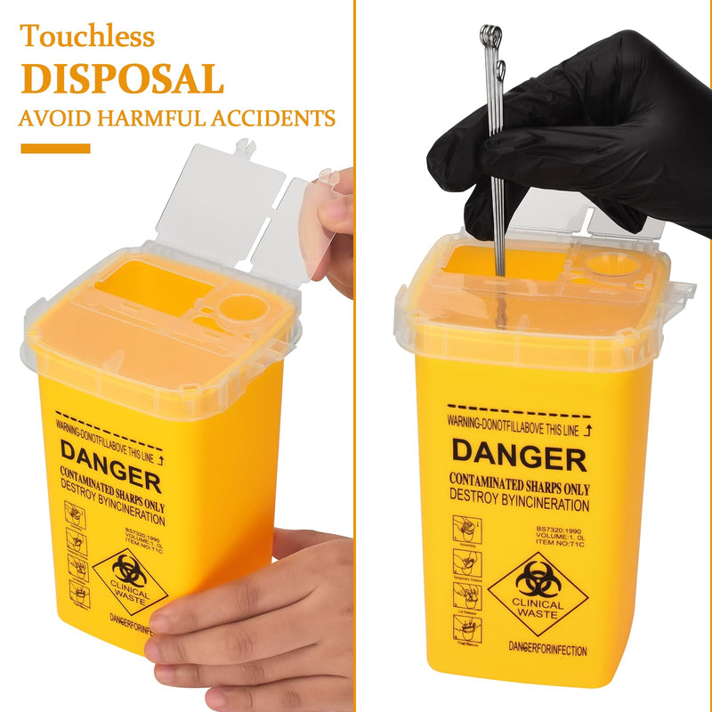 Tattoo Needles Box ATOMUS 1L Tattoo Plastic Sharp Container Tattoo Medical Disposal Biohazard Needle Waste Box Safe Lock Container Tattoo Supplies (1PC, Yellow) 1pc Yellow - NewNest Australia