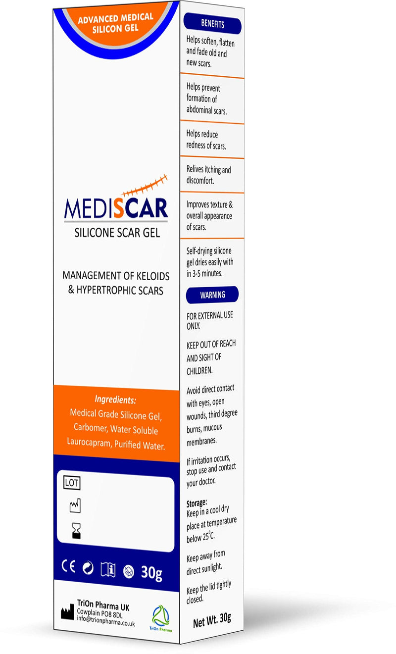 MediScar Silicone Scar Gel 30g – Keloid Scar Treatment – Hypertrophic Scar Removal Gel- Scar Removal for Face, Body, Stretch Marks, C-Sections, Surgical Marks, Acne – Old and New Scars - NewNest Australia