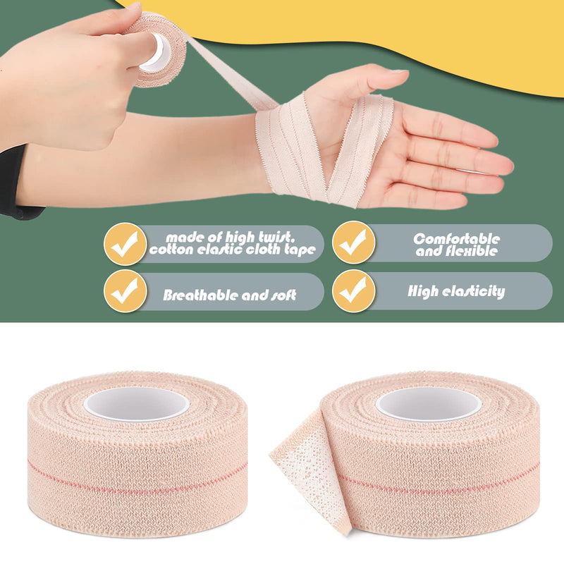 2 Rolls Adhesive Elastic Tape Bandage Tape Wrap Flexible Stretch Bandages for Sports Ankle, Knee and Wrist Sprains(Beige,1 Inch Wide) Beige 1 Inch Wide - NewNest Australia