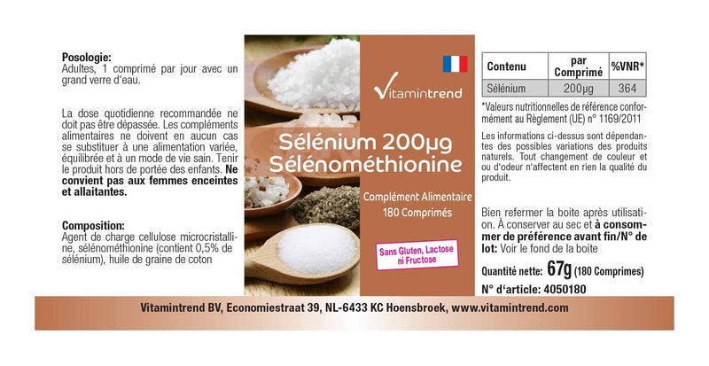 Selenium 200µg - 180 tablets for 6 months - yeast-free - high dosage - vegan | Vitamintrend® - NewNest Australia