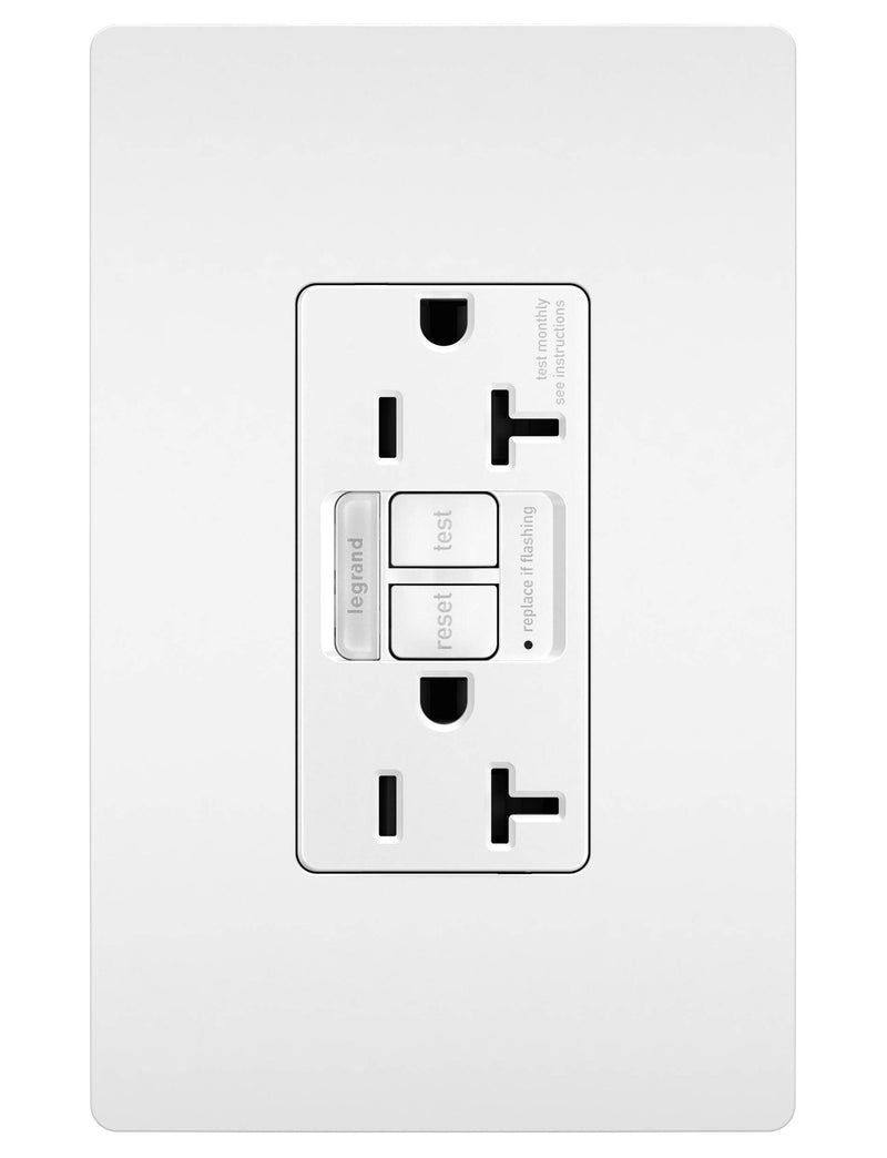 Legrand radiant Night Light, Self-Test GFCI Outlets, Safe for Kids, Tamper Resistant, White, 20 Amp, 2097NTLTRW - NewNest Australia