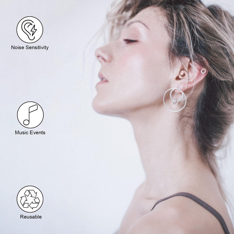 JAYINE Earplugs for Sleeping, Reusable Soft Silicone Earplugs, Hearing Protection Sleeping Earplugs SNR 30dB for Snoring, Work, Study and Travel, XS/S/M/L - Pink - NewNest Australia