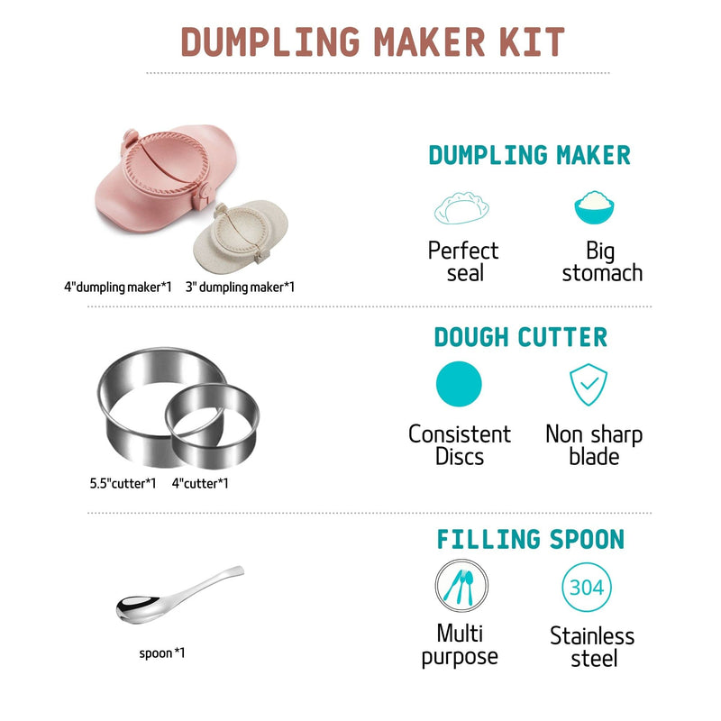 Dumpling Maker, Dumpling Dough Press Mold Set With Ring Cutter and Stuffing Spoon, Kitchen Gadget for Empanada, Pierogi, Pastelitos, Calzone, Turnovers - NewNest Australia