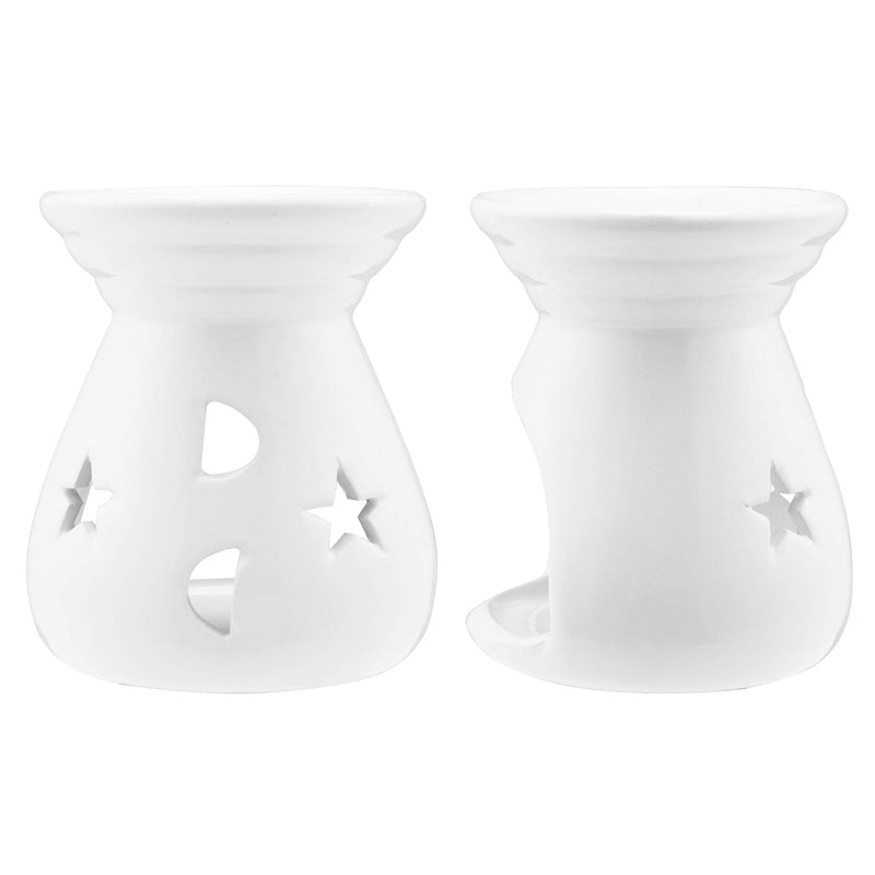 NewNest Australia - MyGift Set of 2 Home Decorative White Ceramic Aromatherapy Burner/Essential Oil Warmer Candle Holder 