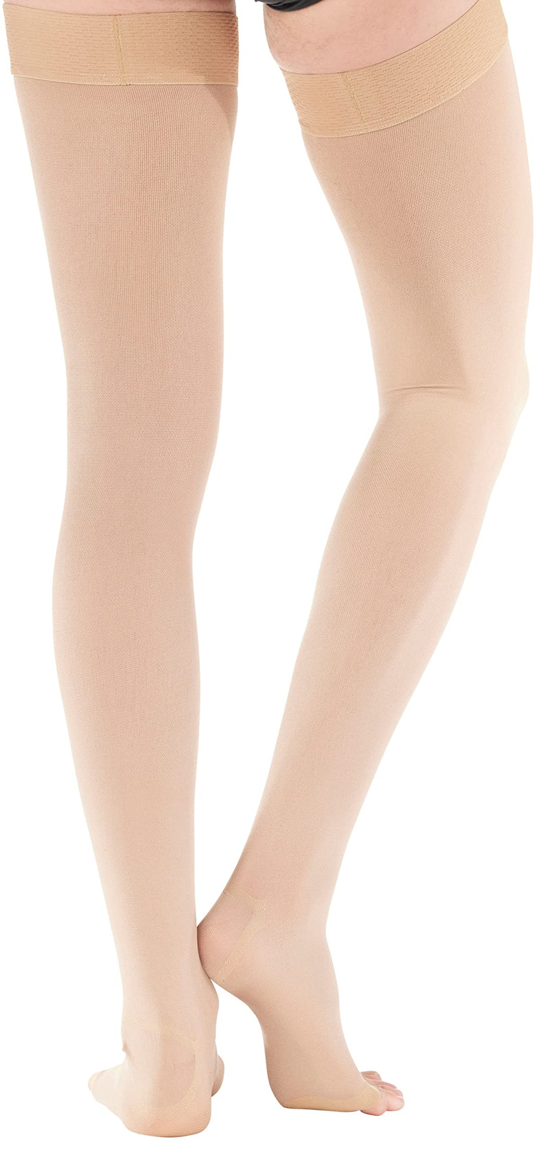 Made in USA - Thigh High Compression Stockings 20-30mmHg for Women and Men 3X-Large Beige Open Toe - NewNest Australia