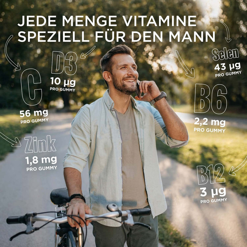 Nature'S Way Men'S Multivitamin Gummies - Az Vitamins For Men High Dosage - Strengthen Immune System Adults With Vitamins D3 B6 B12 Zinc Selenium Folic Acid - Vegetarian Vitamin Gummy Bears - 60 Pieces - NewNest Australia