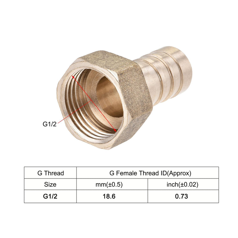 uxcell Brass Barb Hose Fitting Connector Adapter 14mm Barbed x G1/2 Female Pipe with 9-16mm Hose Clamp 2Set - NewNest Australia