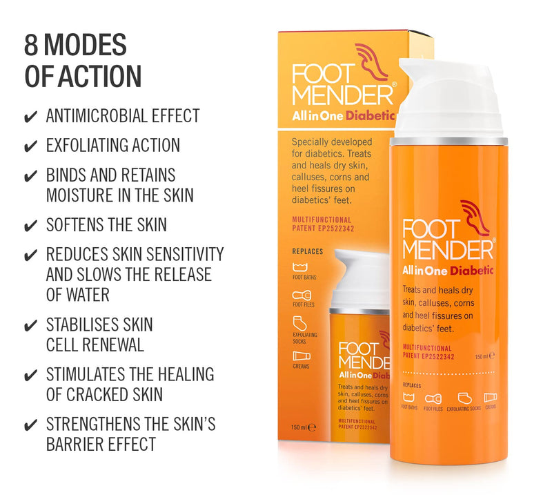 Footmender All in One Diabetic | Medically Proven, Now Available on Prescription | Treat and Heal Your Dry Feet, Hard Skin, Corns and Cracked Heels | Significant Effect After First Treatment | 150 ml - NewNest Australia
