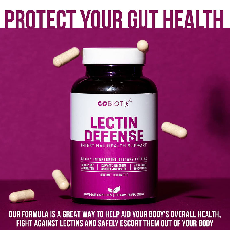 Lectin Defense by GoBiotix | Blocker for Interfering Dietary Lectins | Aids in Intestinal Health w/ Immune Support | Digestive Enzyme Supplement for Women & Men | Non-GMO + Gluten Free | 60 Caps - NewNest Australia