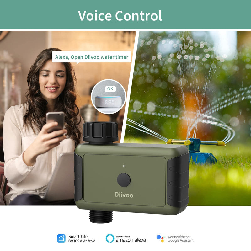 WiFi Water Sprinkler Timer with Hub, Diivoo Programmable Water Hose Timer with Watering Frequency and Duration, Time Setting and Rain Delay for Lawns Pool, Compatible with Alexa and Google - NewNest Australia