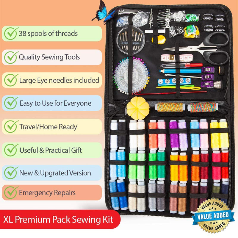 VelloStar Premium Sewing KIT for Adults - Easy to Use Sewing Supplies & 38 XL Color Threads, a Needle and Thread Kit for Small Fixes Around The House, Emergency Hand Sewing Repair Kit for a Quick Fix - NewNest Australia