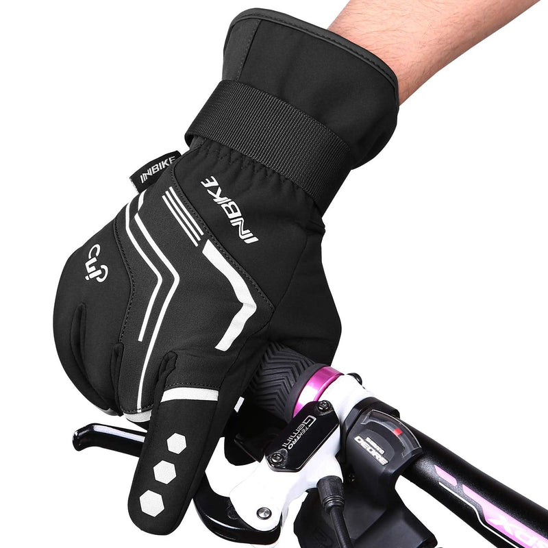 INBIKE Cycling Gloves for Men Winter Windproof Reflective Thermal Gel Pads Touch Screen Windproof-Black Medium Palm Girth 8.5-9" - NewNest Australia