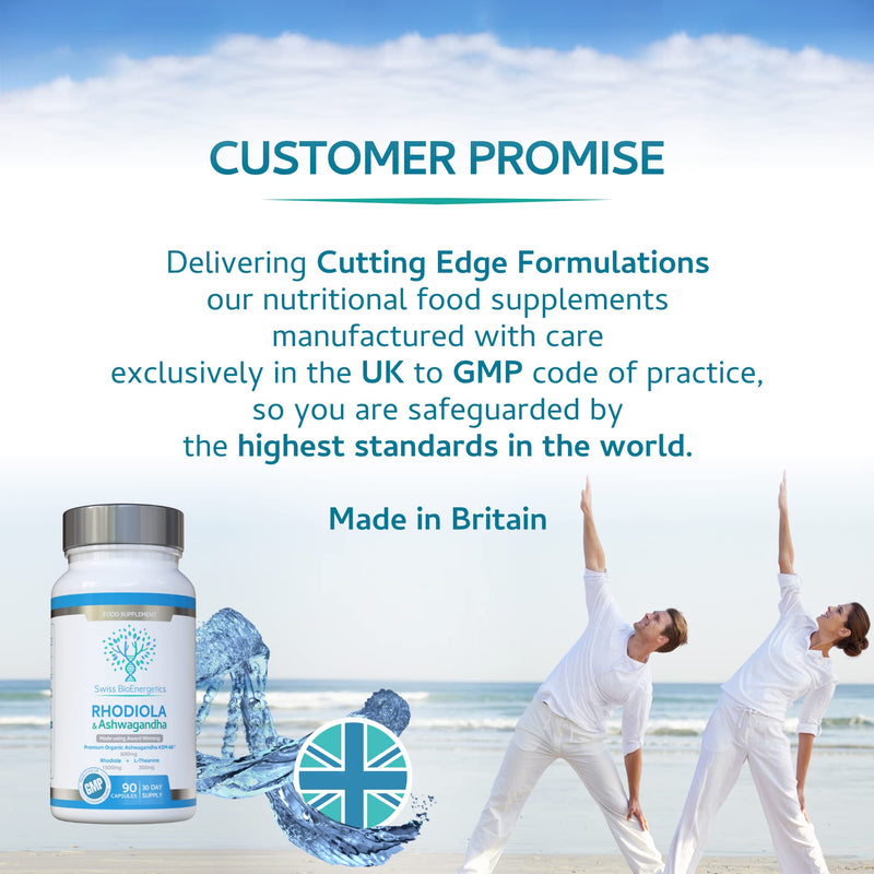 Rhodiola & Ashwagandha with L-Theanine - Award Winning Ashwagandha KSM-66 600mg & 1500mg Rhodiola (3% Rosavins - 1% Salidrosides) whole root equivalent- adaptogen combo- No artificial fillers- UK Made - NewNest Australia