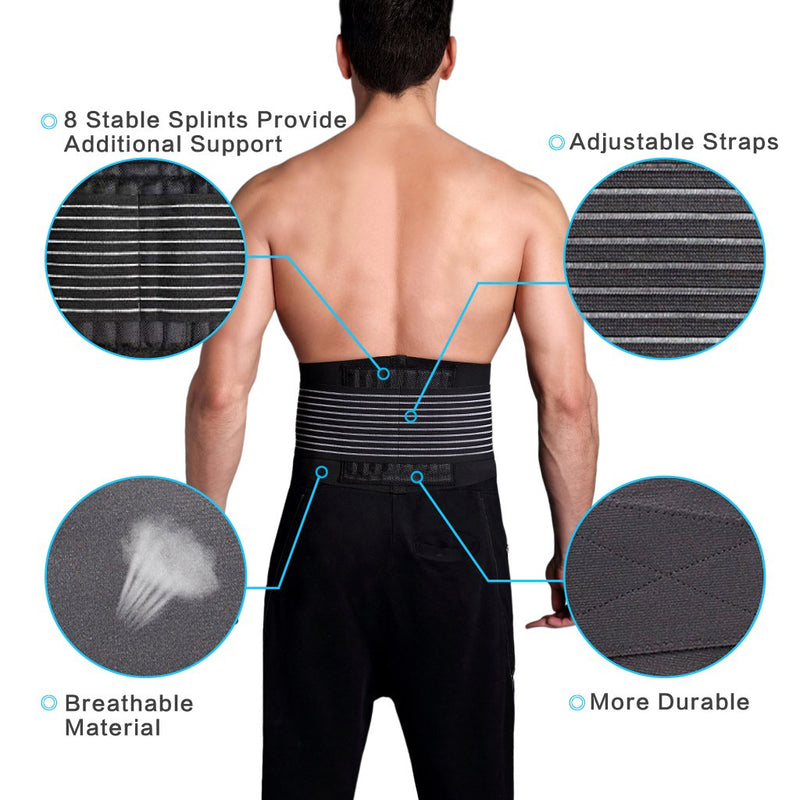 Cotill Lower Back Support Belt - Lumbar Brace for Pain Relief and Injury Prevention Dual Adjustable Straps Breathable Mesh Panels (L/XL Waist 83cm to 109cm) L/XL (Pack of 1) - NewNest Australia
