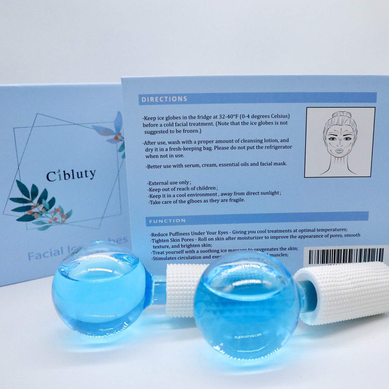CIBLUTY ICE GLOBES for FACIAL, 2 PCS Facial Globes for Massage Tool, Facial Roller Cold Skin Massagers, Tighten Skin, Reduce Puffiness and Dark Circles, Enhance Circulation Blue - NewNest Australia