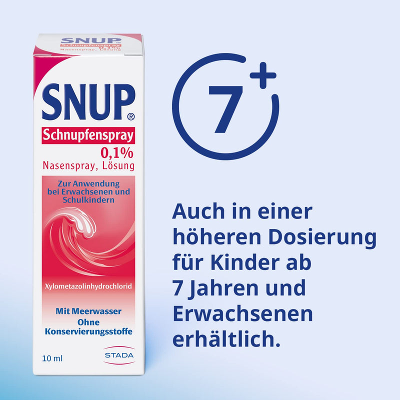 Snup Cold Spray 00.5% - Nasal Spray With Sea Water For Children Between 2 And 6 Years - With Solution To Decongest The Nasal Mucosa In The Event Of A Cold - 1 X 10 Ml - NewNest Australia