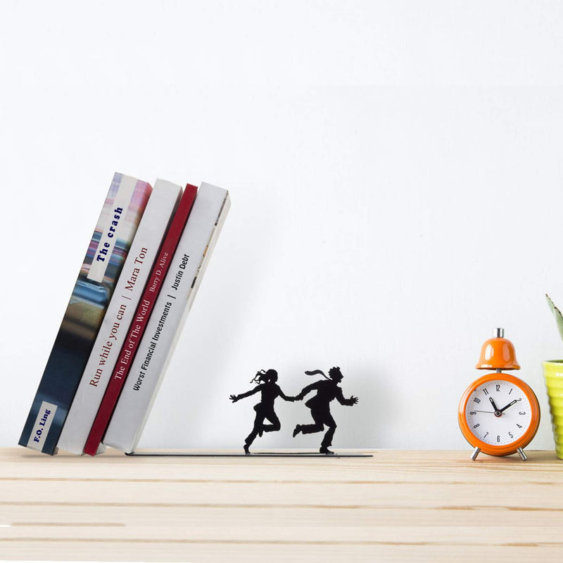 NewNest Australia - Artori Design Decorative Bookends for Shelves - Black Metal Book End - Book Stopper - Shelf Divider - Funny Book Holder - Bookshelf Decor - Unique Book Ends - Shelf Organizer - Runaway Bookend 