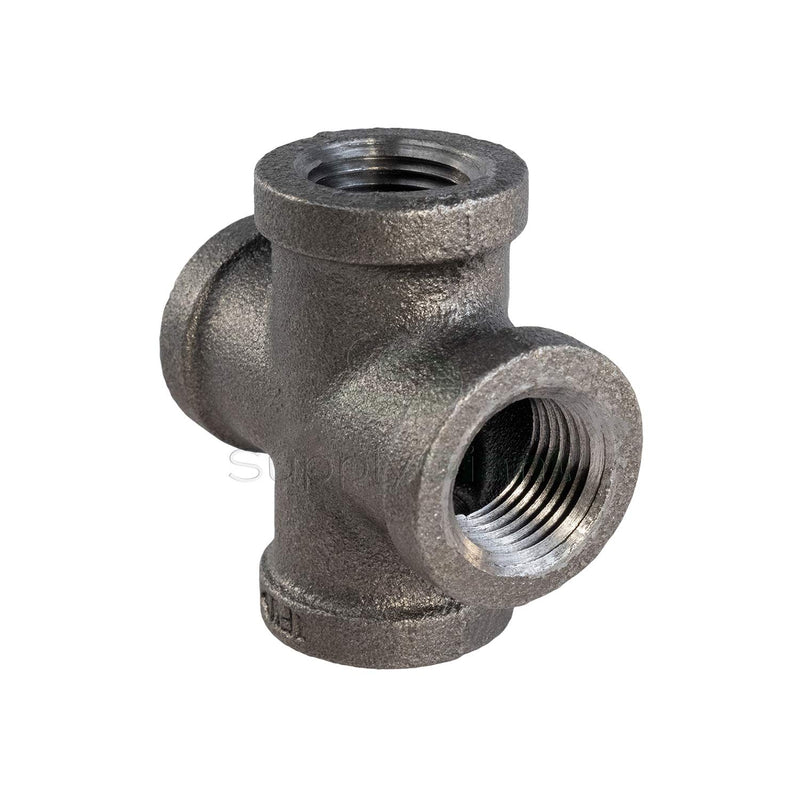 Everflow Supplies BMCR0200 Black Malleable Cross Fitting, 2" 2 in. - NewNest Australia