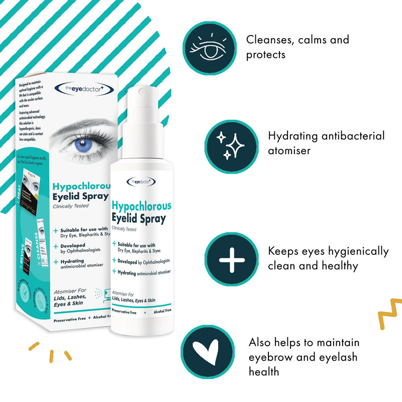 The Eye Doctor Hypochlorous Eyelid Cleansing Spray - Hypoallergenic Eye Spray For Dry Eyes, Blepharitis & Mgd - Preservative & Alcohol Free, Contact Lens Friendly, 100Ml - NewNest Australia