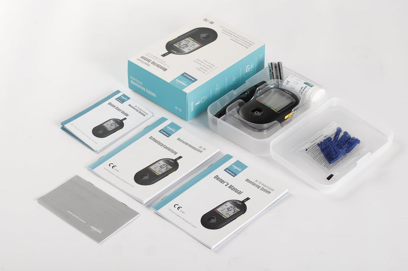 Europapa Blood Glucose Meter With 10 Pieces Of Blood Sugar Test Strips And 10 Pieces Of Blood Lancets And Lancing Device, Blood Sugar Measuring System Diabetes Set Mg/Dl For Blood Sugar Self-Monitoring (Black) Black - NewNest Australia