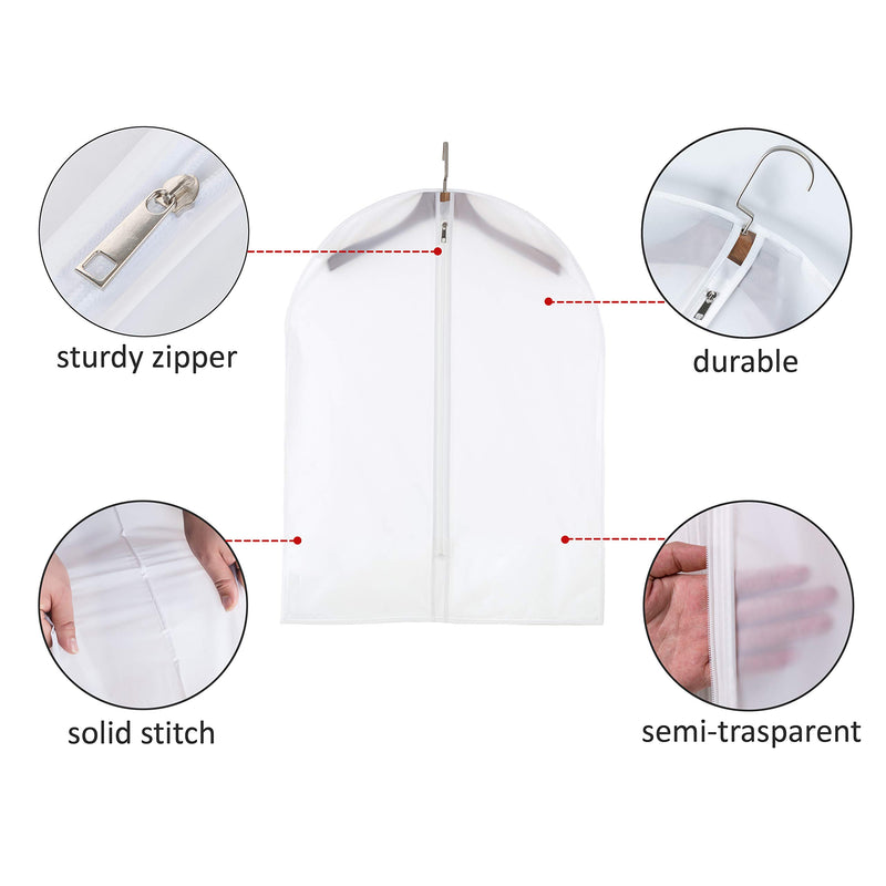 NewNest Australia - allhom Small Size Garment Bags - Set of 6 Translucent 31 inch Hanging Clothing Bags with Cedar Balls, for Boy Girls’ Sweater, Hoodies, Shorts 