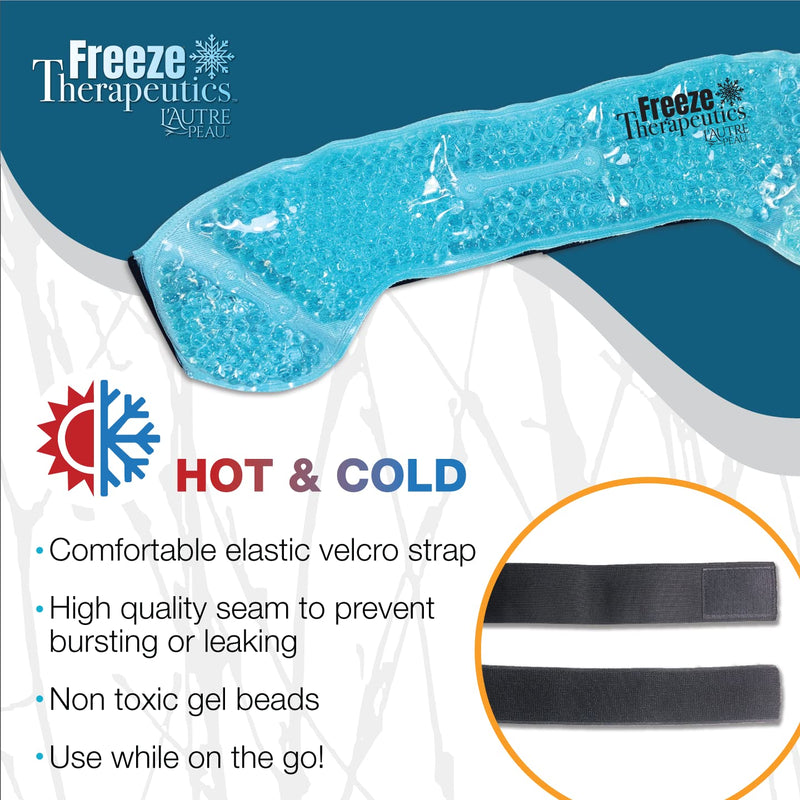 USA Merchant | Hot/Cold Plush Gel Bead Migraine Wrap| Freeze Therapeutics by L'AUTRE PEAU | Reusable Ice Packs with Flexible Beads | for Tension, Headaches, Sinus Pain, Congestion & Stress Relief Blue Migraine Wrap - NewNest Australia
