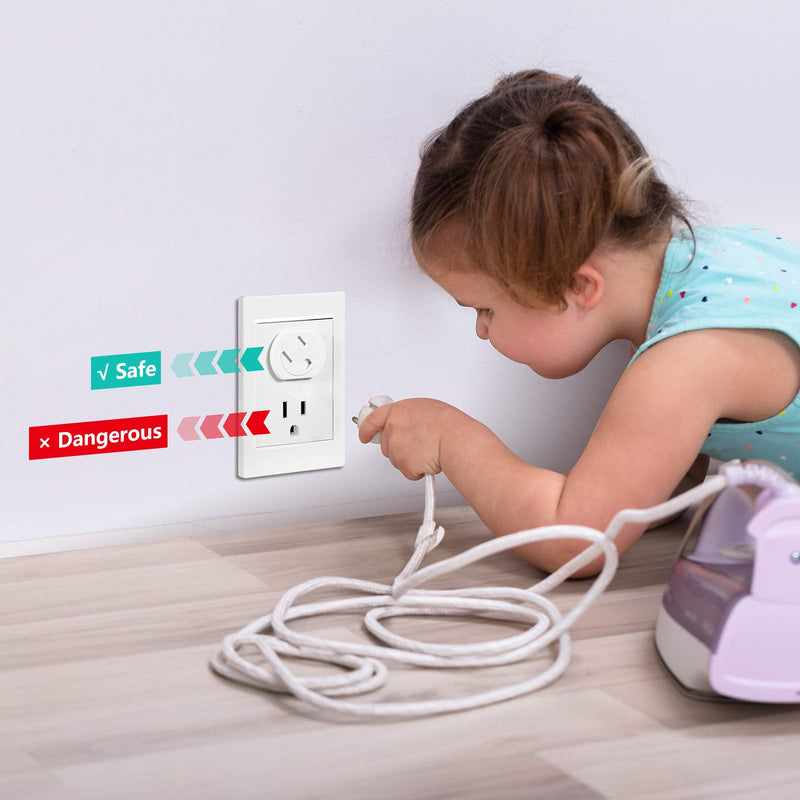 Outlet Covers (38 Pack) Child Proof Outlet Plug Covers Self-Closing Design Swivel Baby Proof Outlet Covers Durable ABS Plastic Electrical Outlet Protectors for Baby Upgraded Adhesive Installation - NewNest Australia