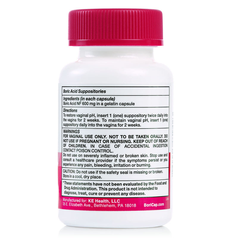 BoriCap Boric Acid Vaginal Suppositories - 30 Count, 600mg - Restores pH and Normal Vaginal Health - for Vaginal Odor, Discomfort, and Loss of Intimacy - Made Without Dyes or Irritating Fillers 30 Count (Pack of 1) - NewNest Australia