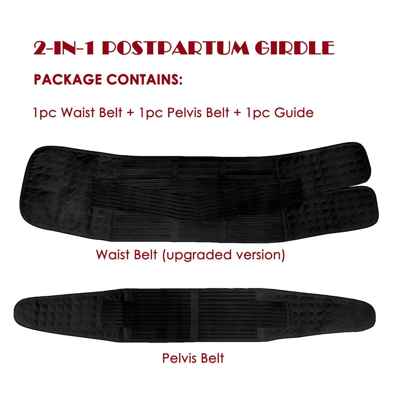 2 in 1 Postpartum Support Recovery Belly Wrap Waist/Pelvis Belt Body Shaper Postnatal Shapewear,One Size Black One Size (Pack of 1) - NewNest Australia