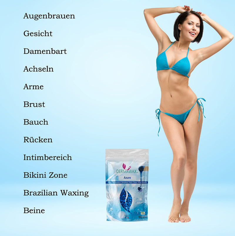 Dermawax Professional Waxing Beads Wax Beads Wax For Hair Removal Brazilian Waxing Intimate Bikini Zone Armpits Back Hair Removal Without Fleece Strips Vegan Hair Removal Wax Beads 800 G (Azure) - NewNest Australia