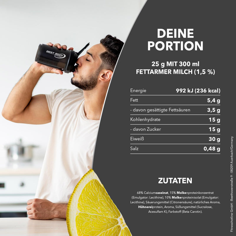 Best Body Nutrition Gourmet Premium Pro Protein, Yoghurt Lemon, 4 Components Protein Shake: Caseinate, Whey Concentrate, Whey Isolate, Egg Protein, 500 G (Pack Of 1) - NewNest Australia