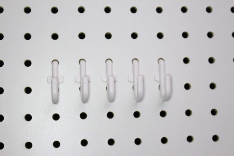 Plastic White J Style Pegboard Hooks Garage Tool Storage fits 1/4" Pegboard Holes (Pegboard NOT Included) (100) 100 - NewNest Australia