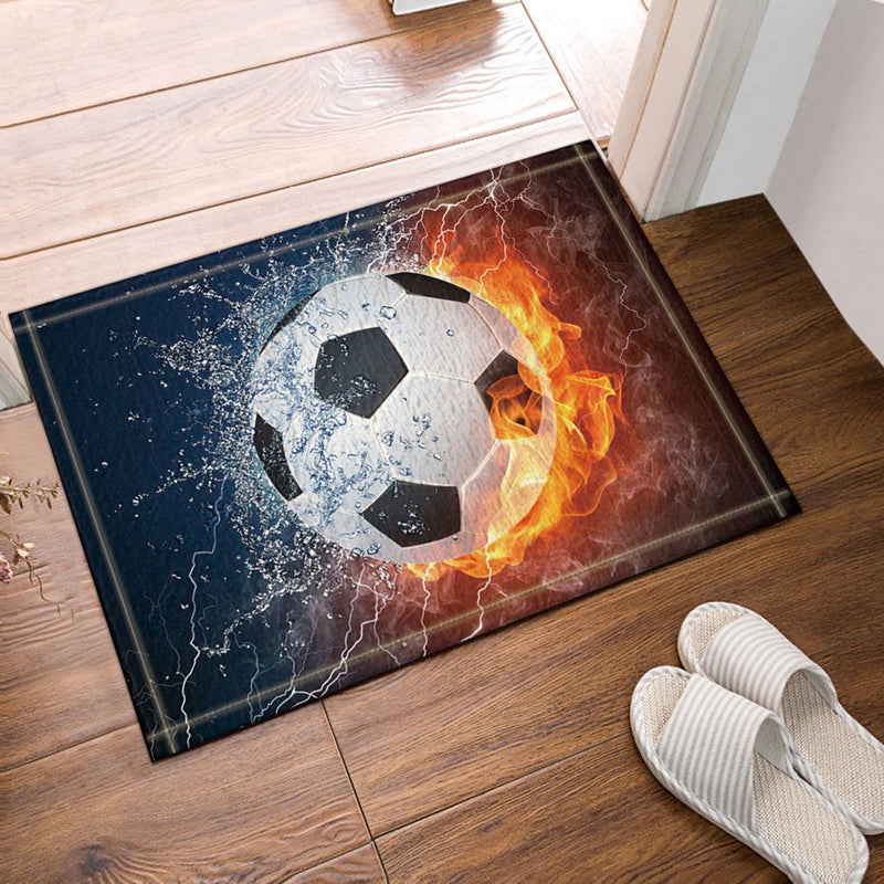 Shocur Sports Shower Curtain Set, Soccer Ball on Fire and Water Splashing Flame Lightning, Boy Football Bathroom Decor Polyester Fabric 72 x 72 Inches with Hooks and Non-Slip 15 x 23 Inches Bath Rug - NewNest Australia