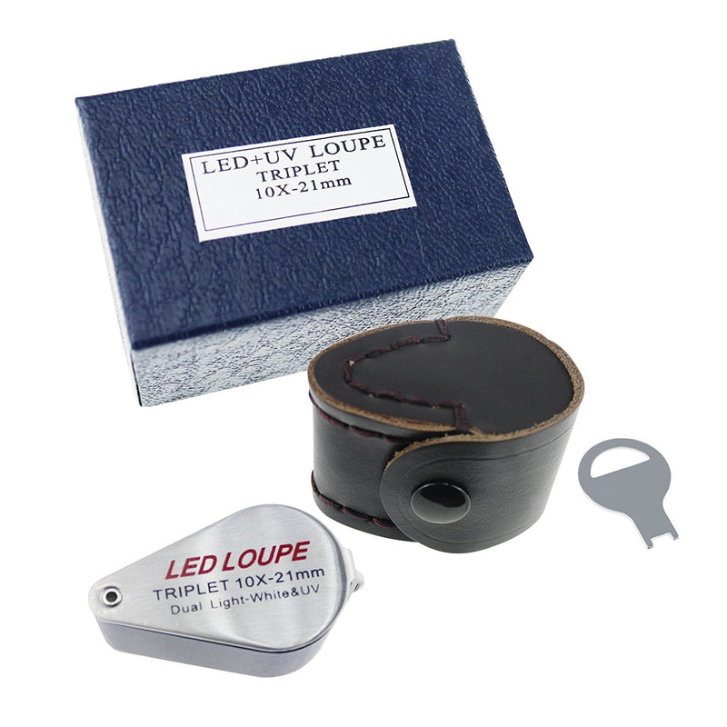10x Magnifier Loupe Jewelry Jewelers Foldable Pocket Illuminated Magnifying Tool 21mm U V and LED Light for Eye Rocks Stamps Coins Watches Hobbies Antiques Gems 10x Magnification - NewNest Australia