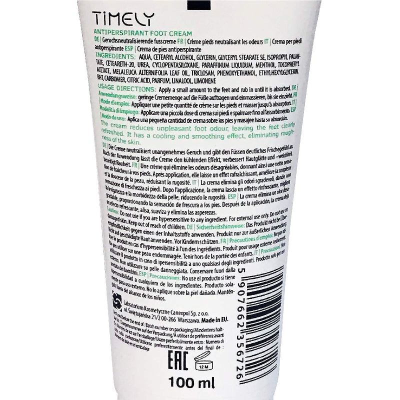 Timely Antiperspirant and Cooling Foot Cream, 100 ml - NewNest Australia